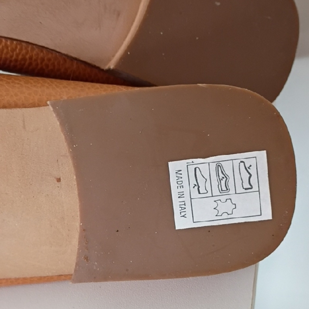 Sugar Womens Tan Leather Loafers Made In Italy Size 37 Size 6.5 Women's - Picture 9 of 11